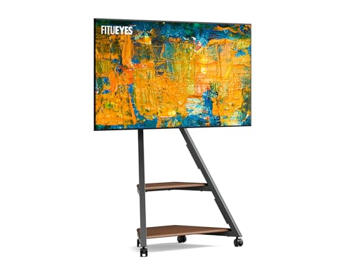 FITUEYES DESIGN テレビスタンド キャスター付き 壁寄せ 32 43 50 55 60 65インチ対応 ロータイプ コーナーテレビ台 ケーブル管理 移動式 デザイン 高さ調節 首振り インテリア 安定性 エッフェルシリーズ ウォールナット