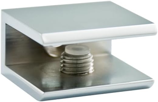 Dulles Glass Floating Shelf Brackets, Square Clamps Heavy Duty, Chrome, for Glass, Wood, Acrylic Wall Mounted Shelf Support. 1 Piece