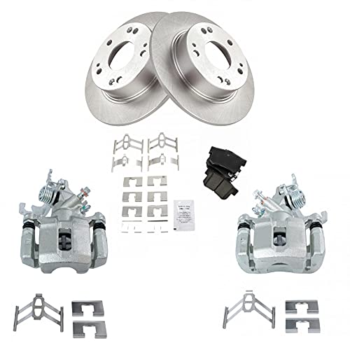 Image of TRQ Rear Brake Pad and Rotor Set Ceramic Solid Rotors Calipers | For 2004-2008 Acura TSX 2003-2007 Honda Accord