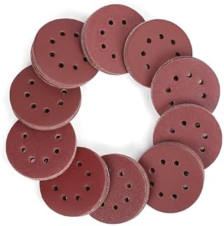 WORKPRO Papier ścierny Ø 125 mm, tarcze szlifierskie 150 sztuk ścierne na rzep ziarnistość 60/80/100/150/180/240/320/400/600, 8 otworów okrągłych do szlifierek mimośrodowych