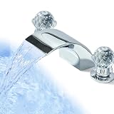 NeierThodore 8-16 Inch Led Waterfall Widespread Bathroom Sink Faucet 2 Handles 3 Holes Lavatory Faucets Basin Mixer Tap Chrome Finish