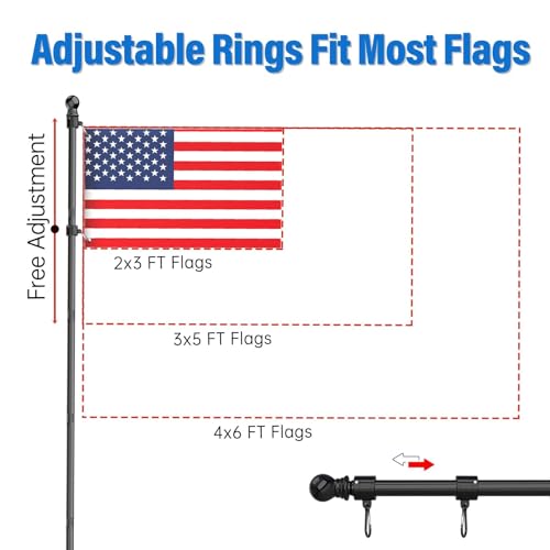 image for ZMTECH 5FT Flag Pole for Outside House with Solar Light, Tangle Free S