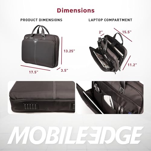 Image of Mobile Edge Select 16 inch Nylon Laptop Briefcase Bag for Men and Women, Business, Work, Travel, Compatible with MacBook 17 inch, Black, MEBCNS1