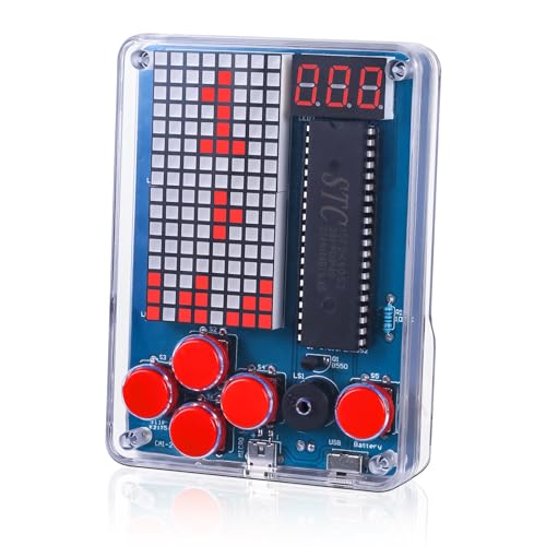 PEMENOL DIY Spielekonsole Löten Bausatz Retro 4 Klassische Spiele Handheld Game Console Elektronik Löt Bausatz Erwachsene Löten Lernen Set Männer