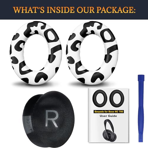 Image of SOULWIT Protein Leather Replacement Earpads for Bose 700 (NC700) Wireless Headphones, Ear Pads Cushions with Softer Protein Leather, High-Density Noise Cancelling Foam, Added Thickness - Snow Leopard