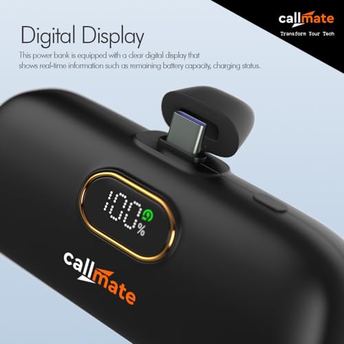 Image of CALLMATE Powernugget 5000mAh 23W Fast Charging Type C Power Bank with 23W Type C PD Input & Output, Compatible with Samsung Type C Phones, Tablets (Type-C, Li-Ion, Black)