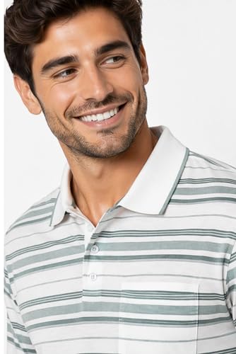 Image of SANE ORIGINALS Half Sleeve Polo T-Shirt for Men with Pocket || Stripe Collar and Pocket T-Shirt for Men Half Sleeves