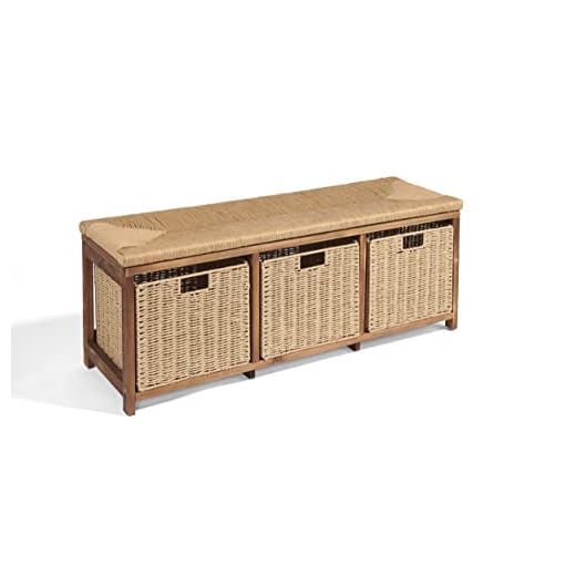 Badger Basket Woven Top and Baskets-Brown Kid's Storage Bench