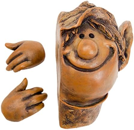 Bits and Pieces - Garden Peeker Elf Tree Hugger Outdoor Tree Sculpture - Whimsical Garden Decoration