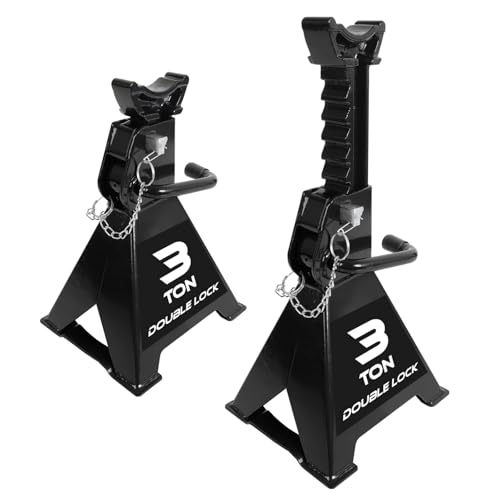 Image of Torin 3 Ton Steel Heavy Duty Jack Stands, Double Locking Pins Car Lift Jack, Black, 2 Pack