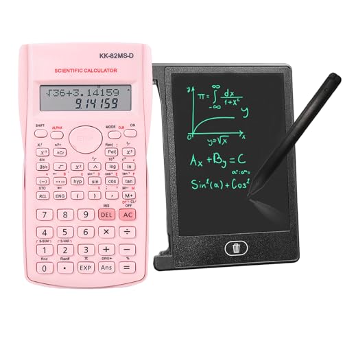 KK-82MS-B/KK-82MS-D Portable Engineering Scientific Calculator with 4.4 Inch LCD Erasable Writing Tablet, Professional Portable Calculator Notepad for Office,School(Pink)