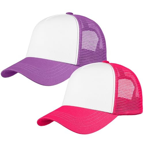 Image of Falari 5-Panel Mesh Baseball Cap, Trucker Hat, Structured Plain Design, Cotton, Adjustable Size