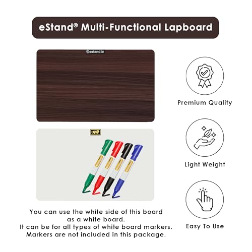 Image of Lap Board for Study | Home | Dining | Office | Laptop | Computer Desk | Reading & Writing | Multi-Purpose | Made in India | (Walnut, Cushion PAD 14X18 Walnut)