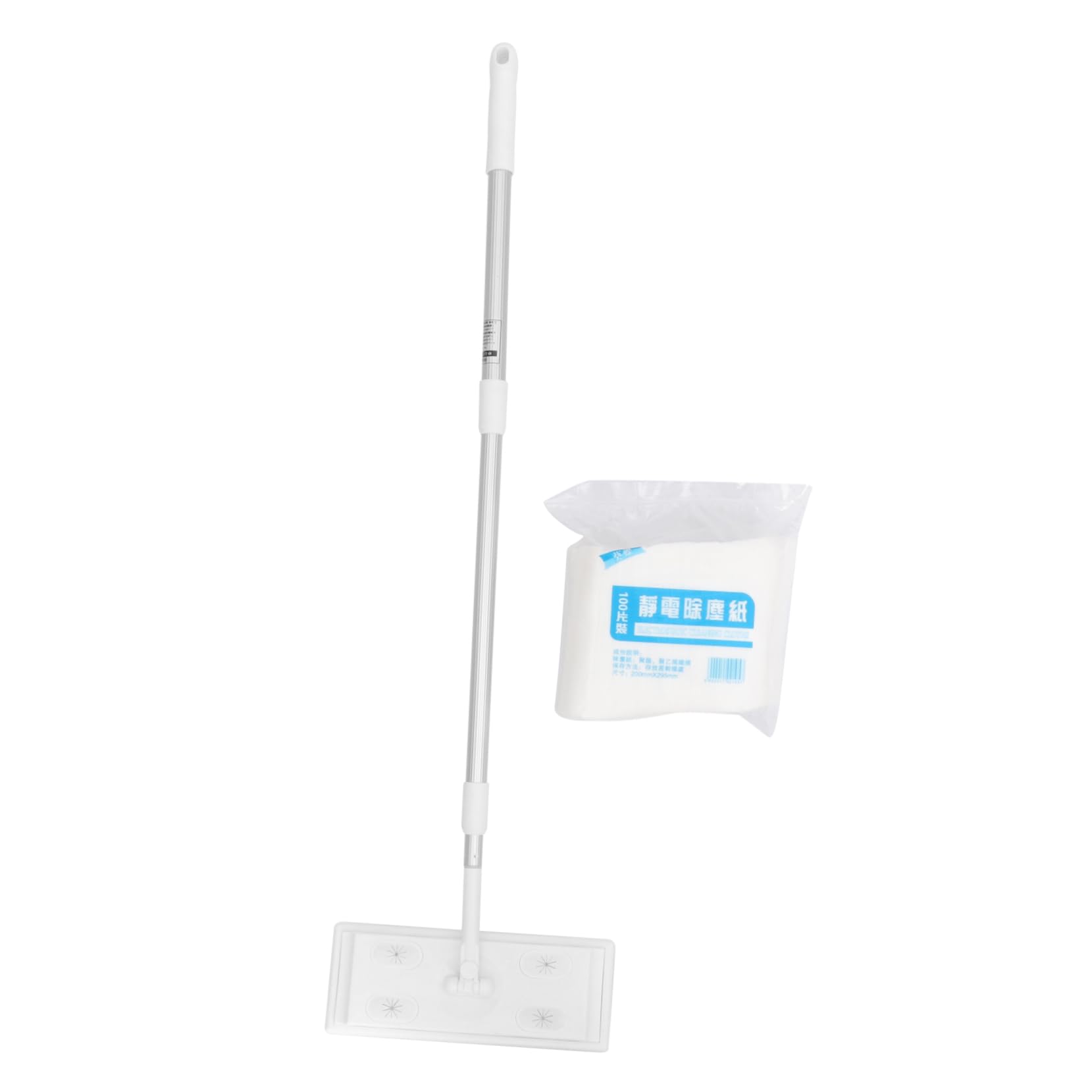 Didiseaon Trapeador Electrostático para Polvo 3 Secciones Varilla Telescópica, Fregona Plana de Hilo sin Pelusa, Herramienta de Limpieza Hogar para Suelos y Superficies, Limpieza , Uso Doméstico
