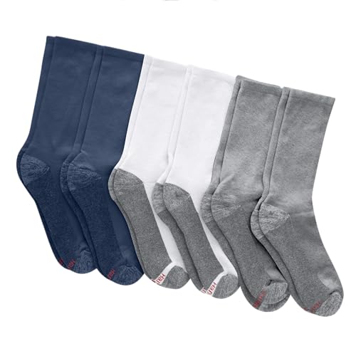 Image of Hanes mens Max Cushioned Crew Socks, Moisture-wicking With Odor Control, Multi-packCrew Sock