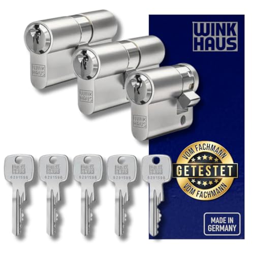 Winkhaus X-pert Profilzylinder, Knaufzylinder, Halbzylinder, Schließsystem Türzylinder Schließzylinder Zylinder Turschloss verschiedene Längen Set (3er Set | 2 Profilzylinder & 1 Halbzylinder)