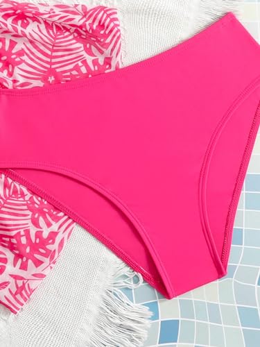 SHENHE Girl's Summer 3 Piece Tropical Cut Out Bikini Set Bathing Suit with Beach Cover Up Skirt4