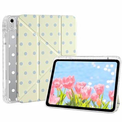 Fycyko Case for iPad (A16) 11th Generation 11 Inch 2025/iPad 10th Generation 10.9 Inch 2022,Aesthetics Cute Polka Dot Print Design with Y-Shaped Stand Pencil Holder Shockproof Cover,Yellow Polka Dot