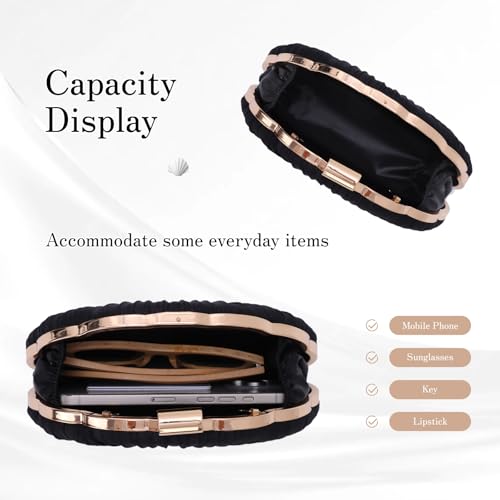 Freie Liebe Shell Shaped Clutch Purses for Women Pleated Evening Bag Formal with Chain for Wedding Party Cocktail Prom by Freie Liebe - Used condition - Image 6