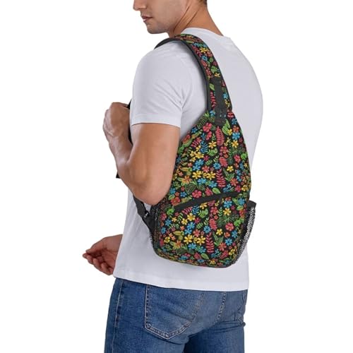 Bolso cruzado floral verde para mujer tejido nylon miniatura 6