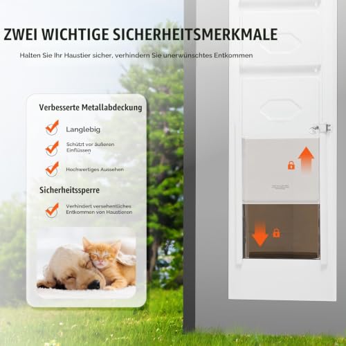 VEVOR Hundetür für Glasschiebetüren 1927-2049 mm höhenverstellbare Hundetür Schiebetüren, Haustiertür aus gehärtetem Glas mit Aluminiumrahmen & Scharnierstruktur, Klappe und Schloss für kleine Hunde