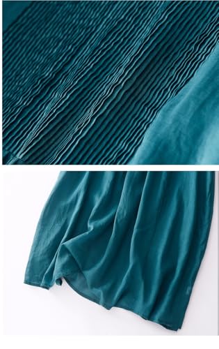 Akivide Women's Flowy Cotton Midi Dress Short Sleeve V Neck Summer Beach Vacation Casual Loose Long Dresses with Pockets4