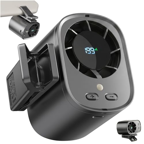 Portable Clip on Air Conditioner Fan for Car with LED Display, 360° Rotation 199 Speeds Mini Cooling Fans, USB Rechargeable 1500mAh Battery Powered Personal Fan for Car Vehicle Stroller Office Camping