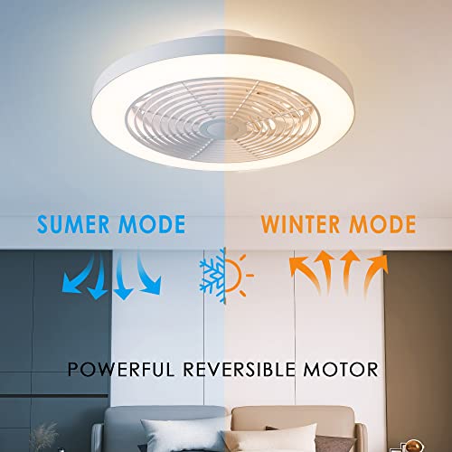 Orison Low Profile Ceiling Fan With Lights- 19.7 In Smart Bladeless Ceiling Fans With Alexa/Google Assistant/App Control Color Changing Led-Rgb Back Ambient Light For Living Room Bedroom #TOP3
