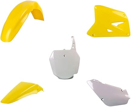 Polisport Replica Plastic Kit - Yellow/White 2002-2026 | OEM color-match bodywork with fenders, scoops, front number plate, and side panels for Suzuki RM85 02-26