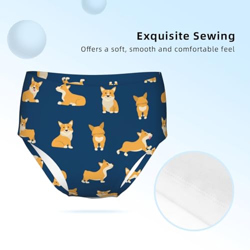 Smiling Welsh Corgi Girls' Underwear Soft Cotton Little Girls Panties Comfort Briefs3
