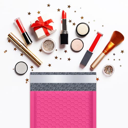 Image of UCGOU Bubble Mailers 4x8 inch Hot Pink 50 Pack Usable Size 4x7 inch Shipping Bags | Opaque Self Seal Adhesive Waterproof Boutique Padded Envelopes for Jewelry Makeup Small Bubble Mailers for Trading Cards #000