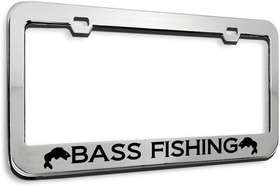 Speedy Pros Metal License Plate Frame Rather Be Bass Fishing Fish Fishing Chrome Tag Border Car Accessories Stainless Steel 2 Holes 1 Frame