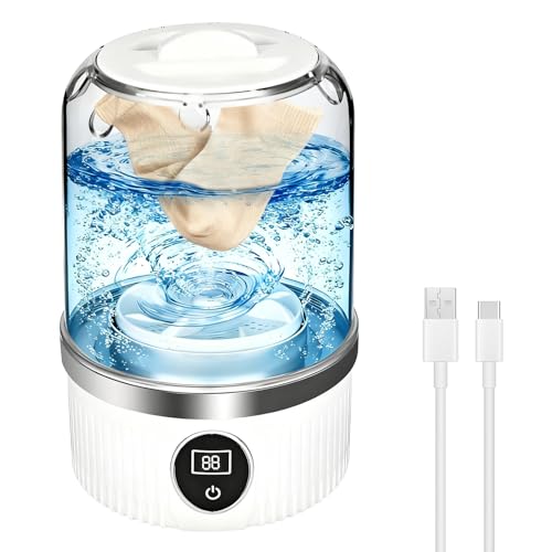 Portable Washing Machine, USB Mini Washing Machine 600g Cordless & Space-Saving Design for Travel, Camping, Dorms, Powerful Stain Removal, Lightweight Laundry Solution for Backpackers, Students