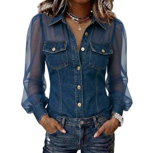 Blouse en jean semi-transparente pour vos sorties décontractées