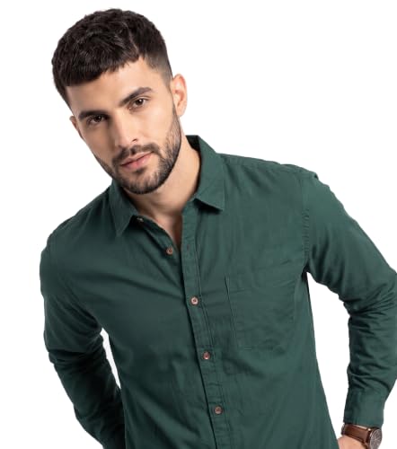 Image of Amazon Brand - INKAST Men Solid Cotton Shirt | Casual Wear | Basic Essential Plain Everyday & Office Wear | Full Sleeve | Regular Fit