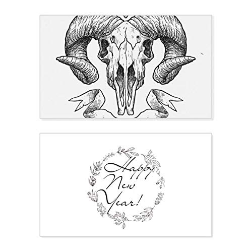 Tarjeta de felicitación de año nuevo con calavera de cabra conmemorativa
