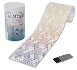 WilderWild Bike Frame Protection Tape- High Impact Clear Vinyl Wrap Includes Tool (4”x72) Bicycle Frame Protector, Mountain Bike Frame Guard Chainstay Protector (Art Deco)