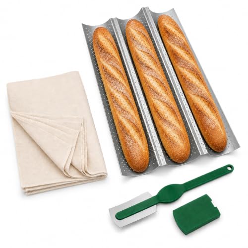 Baguette Mould for 3 Baguettes with Non-Stick Coating Baguette Baking Tray