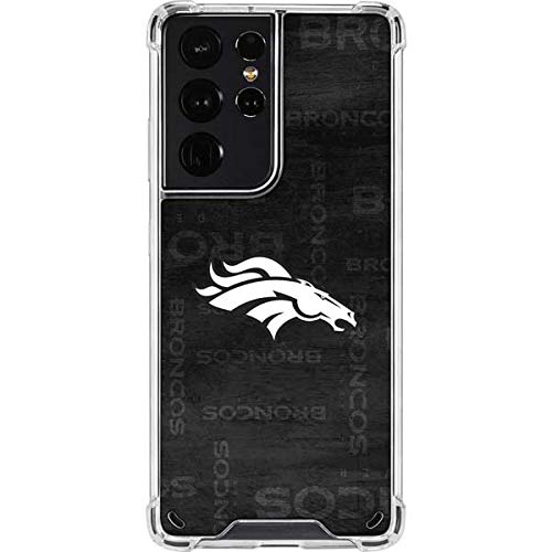 Skinit Clear Phone Case Compatible with Galaxy S21 Ultra 5G - Officially Licensed NFL Denver Broncos Black & White Design
