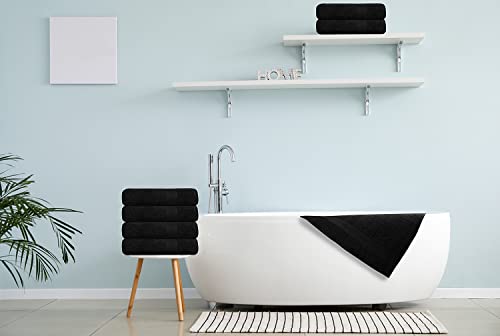 Monark Linen Bath Towel Black 24X48 Pack Of 6 Bath Towel Set, Cotton Terry Towels For Bathroom, Quick Dry, Lightweight, Highly Absorbent, Soft Feel, Pool, Spa, Gym, Hand Towel For Daily Use #TOP6