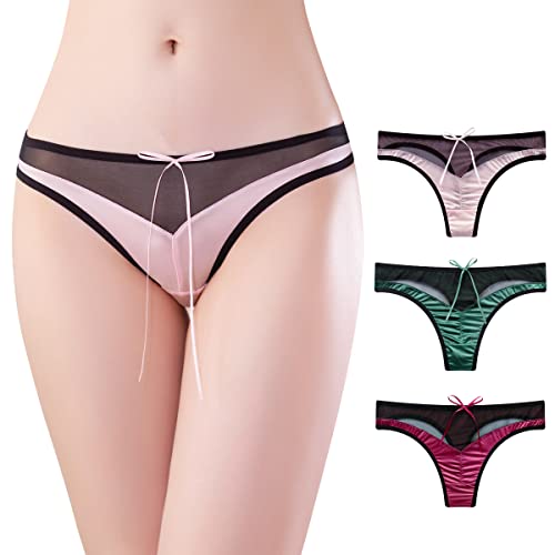 BLKDOTS Lot de 3 strings pour femme - Sous-vêtements taille basse et dos en T - Respirant, multicolore, S Cover