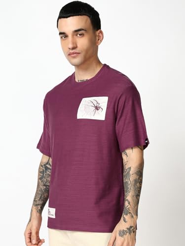 Image of Bewakoof Air 1.0 Men's Graphic Printed Oversized Fit Half Sleeve Round Neck Cotton Slub T-Shirt