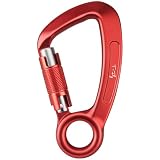 T-Fly Auto Locking Carabiner 35KN (7868 lbs), UIAA Certified 5.4' Climbing Rock Carabiner with Round Eyelet for Rappelling, Climbing, Ropes (Red)