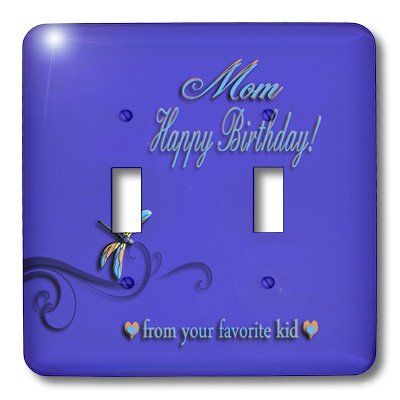 Interrupteur à baïonnette avec motif libellule gracieuse, message Happy Birthday Mom - 3
