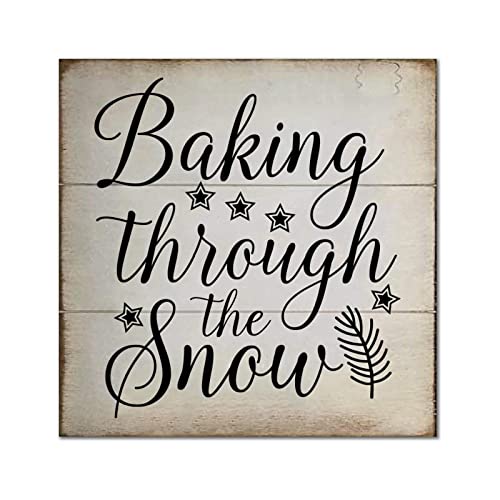 Plaque en bois Baking Through The Snow déco suspendue salon et cuisine vintage