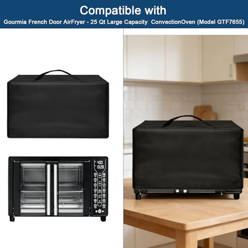 Image of Air Fryer Cover Dust Cover for Gourmia French Door Air Fryer 25 Qt GTF7655, 17x13.8x11.4 in, 600D Heat-Resistant Nylon w /Aluminum Foil, Waterproof air fryer oven Cover for Convection Oven