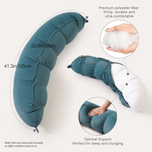 Ailuteie Peallow(Pat. Pend) – Long Round Body Pillow for Adults, Bolster Pillow for Sleeping, Soft and Supportive Pillow for Sleeping & Lumbar Support (Slate Blue, 29.5") by Ailuteie - Image 3