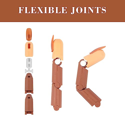 Practice Finger For Acrylic Nails, 1Pc Adjustable Fake Mannequin Fingers With 1Pc Acrylic Finger Base And 100Pcs Brown Nail Tips, Movable Flexible Training Fake Finger Nail To Practice Nail Art #TOP1