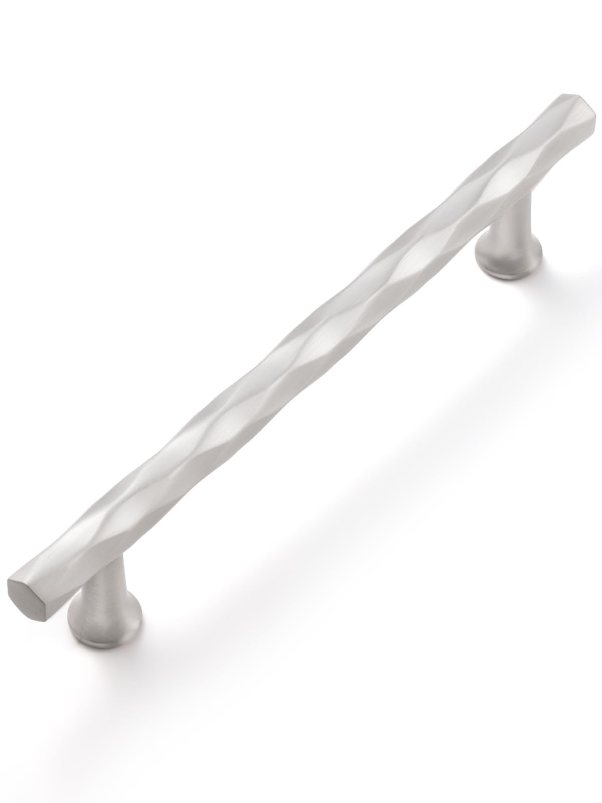 JIASENBAO Brushed Nickel Cabinet Pulls 5" Hole Center 10 Pack Hammered Silver Cabinet Handles Decorative Kitchen Drawer Dresser Cupboard Bathroom