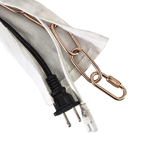 Image of Chandelier Chain Cover 2 Packs for Electirc Wire and Chain Cover, 6 Feet Length Cotton and Linen Fabric White Color